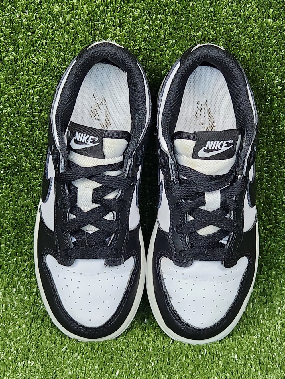 Nike Dunk Retro Low Little Kids Boys Black White Leather Sneakers Shoes Size 13C - Picture 10 of 14